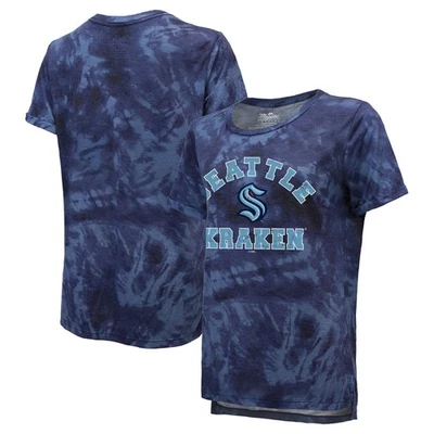 Women's Majestic Threads Deep Sea Blue Seattle Kraken Boyfriend Tie-Dye T-Shirt - Image 1 of 3