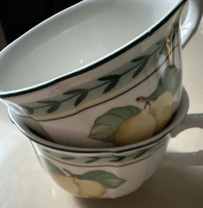 VILLEROY & BOCH 2pc FRENCH GARDEN 4.5oz FLAT MUG TEA/COFFEE FRUIT BEAUTIFUL - Picture 1 of 7