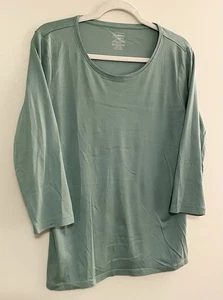Camiseta para mujer Pima en forma de algodón manga tres cuartos cuello joya - Imagen 1 de 10
