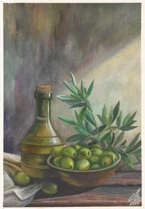 original painting 17.5 x 25 cm 313LV artwork watercolor modern still life - Picture 1 of 1