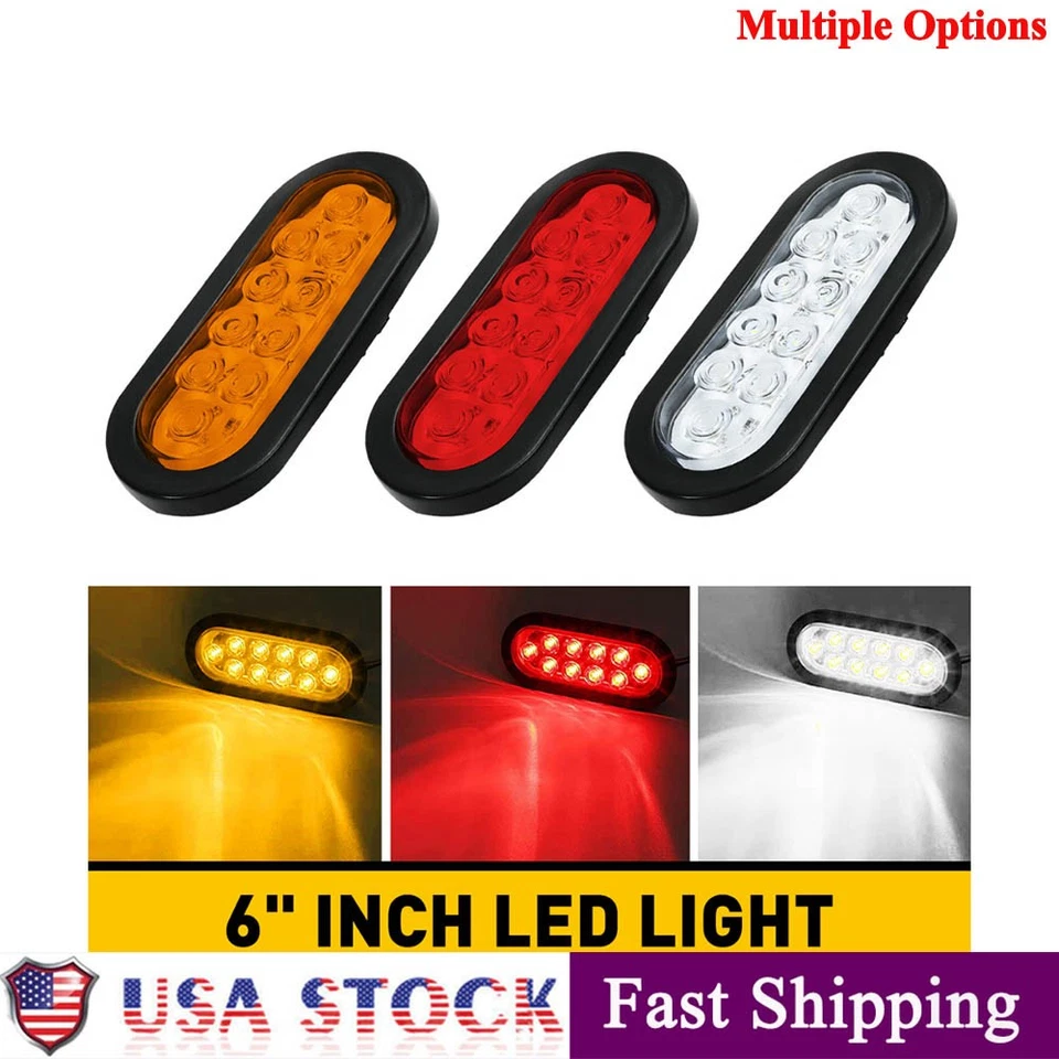 For Truck Trailer 6" oval 10-LED Amber/White/Red Light Side Marker Turn Signal — 第 1/4 张图片