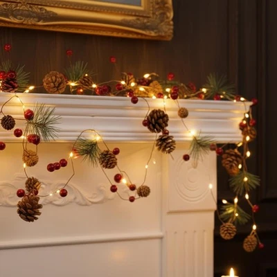 OLSEN & SMITH Decorated Christmas String Lights Xmas Garland LED Fairy Lights 2 x 2m (6.5 Ft)