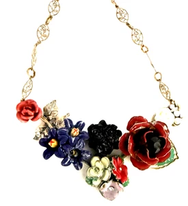 Lovett & Co. UK 16" Frida Cluster Blume Vintage-Stil goldfarbene Kette Halskette - Bild 1 von 14