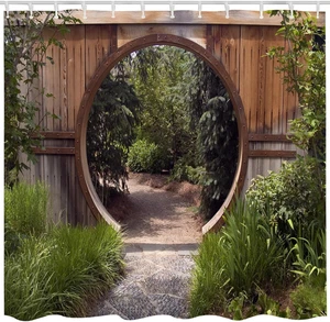 Rustikaler japanischer Duschvorhang - Nationalpark Tor Design, wasserdicht 72x72... - Bild 1 von 12