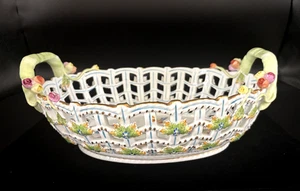 Herend 'Bouquet De Herend' 7475 Large Porcelain Openwork Basket / Bowl - Picture 1 of 13