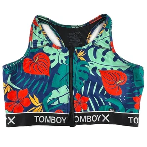 Costume da bagno donna TomboyX multicolore floreale tropicale racerback full zip top XL $59 - Foto 1 di 11