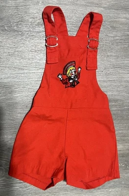 Винтажный Buster коричневый красный общий шорты джемпер размер 4 ребенка ясельного возраста регулируемый - Изображение 1 из 4