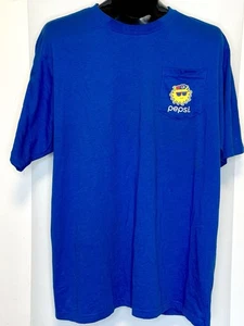 Pepsi T-Shirt Men's Blue Emoji Pocket Sun logo Size XL - Vintage Retro Rare - Bild 1 von 6