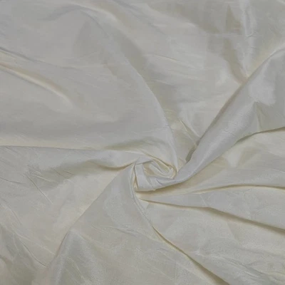 Ivory Dupioni Fabric: Faux Silk Dupioni Gown & Curtain Material - Image 1 of 4