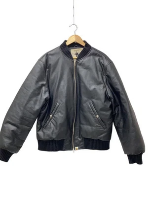 A BATHING APE Leather Jacket Bulky L Cowhide BLK Solid From Japan - Image 1 of 4