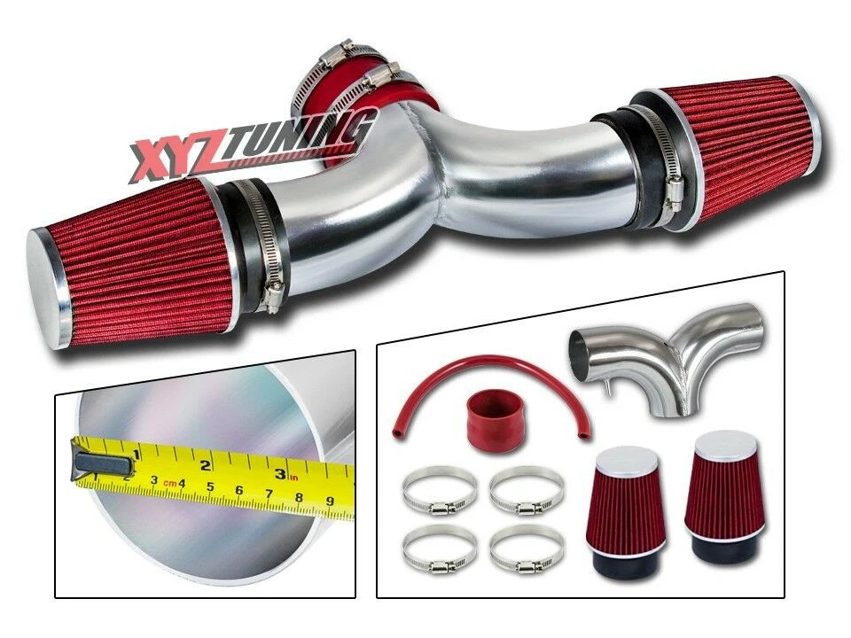 XYZ ROJO 04-09 Dodge Durango 4.7 V8 Doble Entrada de Aire 3.5" + Filtro Doble Foto 1 de 1