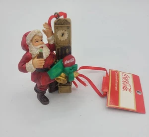 3" COCA-COLA SANTA CLAUSE CLOCK 2011 CHRISTMAS TREE ORNAMENT NEW - Picture 1 of 1