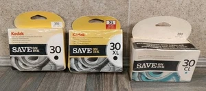 Set Of 3 Kodak 30CL Colour, 30 Black 30XL Ink Cartridge Packs New Sealed Old - Picture 1 of 11