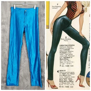 Vintage 80s Fredericks of Hollywood M Royal Blue Skin Fit Hot Pants Disco - Bild 1 von 9