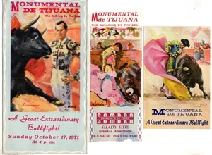 MEXICO BULLFIGHT Lot of 3 Vintage 1971 Tijuana Program, Advertising Card, Ticket - Picture 1 of 4