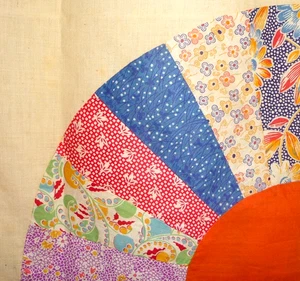 Vintage Grandmother's Fan Quilt Top c. 1930-50's Small 35 x 36 inches - Picture 1 of 7