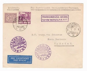 BANDJARMASIN INDONESIEN NACH TARAKAN NIEDERLÄNDISCHINDIEN 1937 ERSTFLUGBRIEF - Bild 1 von 2