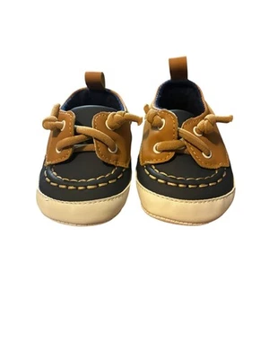 Sperry Baby Boy Crib Boat Shoes Brown Black Lace-Up Soft Sole Infant - Image 1 of 4