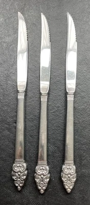 VINLAND 3 facas para bife ~ serrilhadas ~ Oneida Community aço inoxidável EUA - Imagem 1 de 2