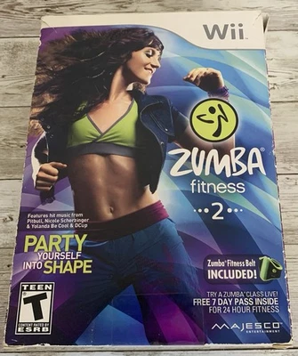 Nintendo Wii Zumba Fitness 2 Juego Paquete con Cinturón Caja Completa Probada Foto 1 de 4