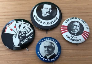 Set of 4 Reproduction Pres. Campaign Buttons: Teddy, Cleveland, Arthur, Harding - Picture 1 of 14
