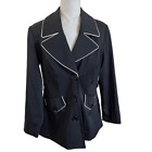 Cynthia rowley pea coat jacket black and white trim
