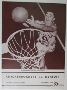 December 6, 1958 New York Knicks vs. Detroit Pistons NBA Progam NICE 147704 - Picture 1 of 3