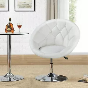 Swivel Retro Armchair Vintage Egg Seat White Vanity Dining Chair Dressing Stool - Picture 1 of 8
