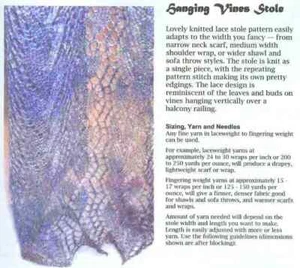 GORGEOUS HANGING VINES STOLE to KNIT in LACE or FINGERING WEIGHT YARN - Picture 1 of 1