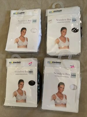 Medela Nursing Bra Lot 34DD Seamless Underwire Maternity Black White New - Image 1 of 4