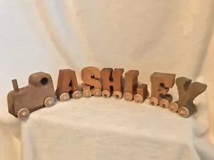 Vintage Child's Custom Made Wooden Train Set With Engine, Name ASHLEY - Picture 1 of 10
