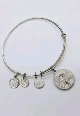 Pulsera Alex and Ani Charm I LOVE YOU Esmalte Rosa Tono Plata Cristal Swarovski Foto 1 de 4