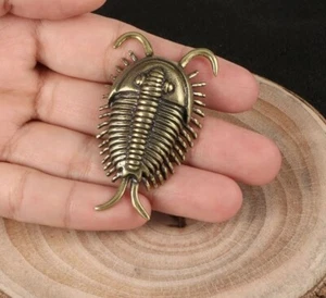 Brass Trilobite Animal Figurine Small Statue Table Office Home Decoration Gifts - Picture 1 of 5