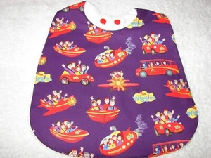 Wiggles Purple Baby Bib Cotton Front Towelling Back Handmade - Picture 1 of 3