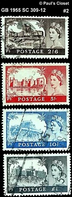 GB 1955 SC 309-12 CASTILLOS MARCA DE AGUA 308 USADA SIN GOMA FINA/MUY FINA #2  Foto 1 de 2