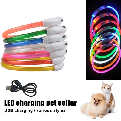 MARKENLOS 5V USB Rechargeable 3 Modes LED Glowing Safety Pet Dog Collar Flashing Lights