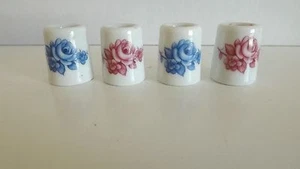 4 Vintage Small Porcelain West Germany Candle Holders Roses CL25.23 - Picture 1 of 5