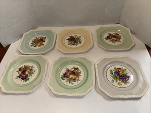6 piatti da insalata quadrati Johnson Bros - vecchi frutti inglesi/california con bordo in corda - Foto 1 di 6