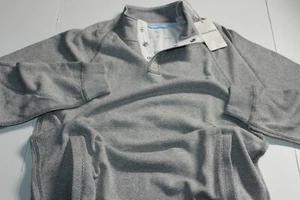 Tommy Bahama Sweater Pullover Cedar Springs Snap Mock Fog Grey New Medium M - Imagen 1 de 5