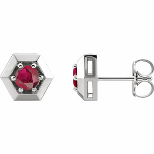 Pendientes geométricos de rubí en plata esterlina - Imagen 1 de 2
