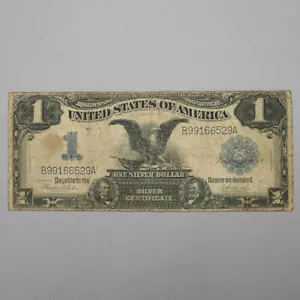 1899 EE. UU. billete de un dólar Black Eagle certificado de plata $1 billete grande B99166529A - Imagen 1 de 9