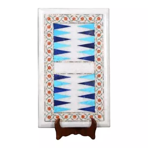 Backgammon Game Decorated With Semi Precious Gemstones Beautiful Floral Design - Picture 1 of 3