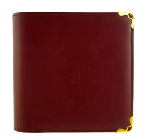 New Authentic Vintage CARTIER Burgundy Red Leather Bifold Mens Wallet France - Picture 1 of 10