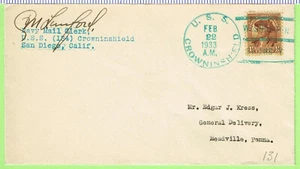USS Crowninshield DD 134 22 de febrero de 1933 KB: Washington / Cumpleaños - Imagen 1 de 1