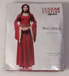 Adult Women's M (8-10) Red Witch Halloween Dress and Choker - Picture 1 of 2