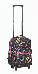 17" Rolling Backpack Polyester - Peace New - Picture 1 of 1