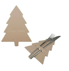 Filz Bestecktäschchen Tannenbaum 20 cm Polyesterfilz taupe - Bild 1 von 2
