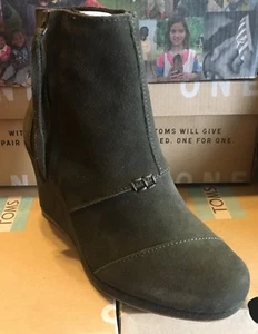 BigSale! TOMS Desert Wedge High Olive Suede 10003539 Women Boots Sz6 Fast Ship O - Bild 1 von 3