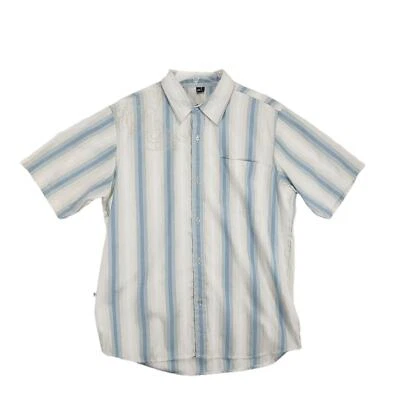 Rusty USA Men's XL Striped Button Up Short Sleeve Pocket Shirt Skater Surfer Y2K - Image 1 of 4