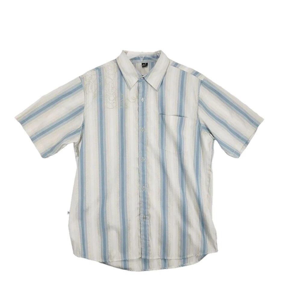 Rusty USA Men's XL Striped Button Up Short Sleeve Pocket Shirt Skater Surfer Y2K - Image 1 of 4